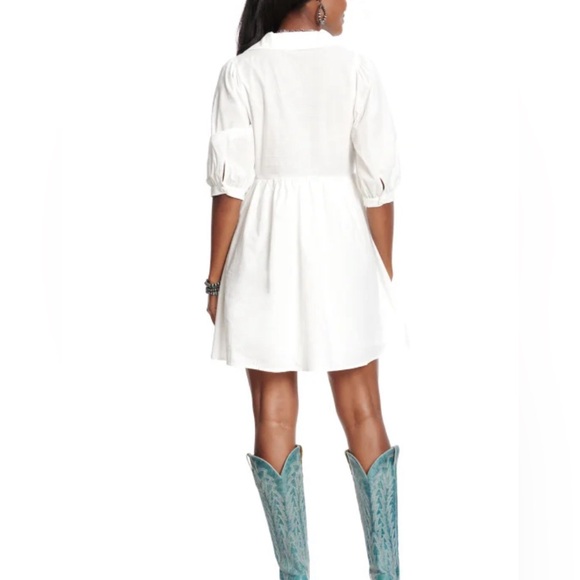 HYFVE Women's White Cotton V-Neck Dress - Picture 3 of 8